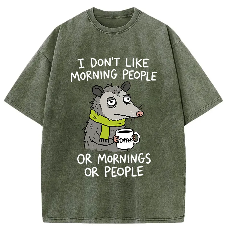 Tokyo-Tiger Opossums Hate Mornings Washed T-Shirt