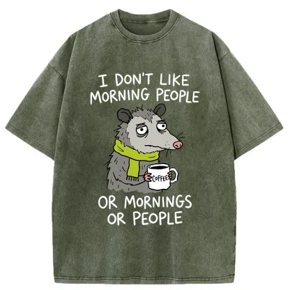 Tokyo-Tiger Opossums Hate Mornings Washed T-Shirt