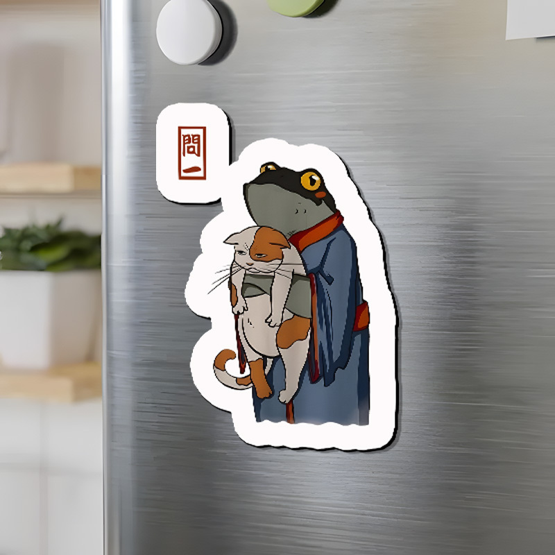 Tokyo-Tiger The Frog Holds The Cat Fridge Magnet