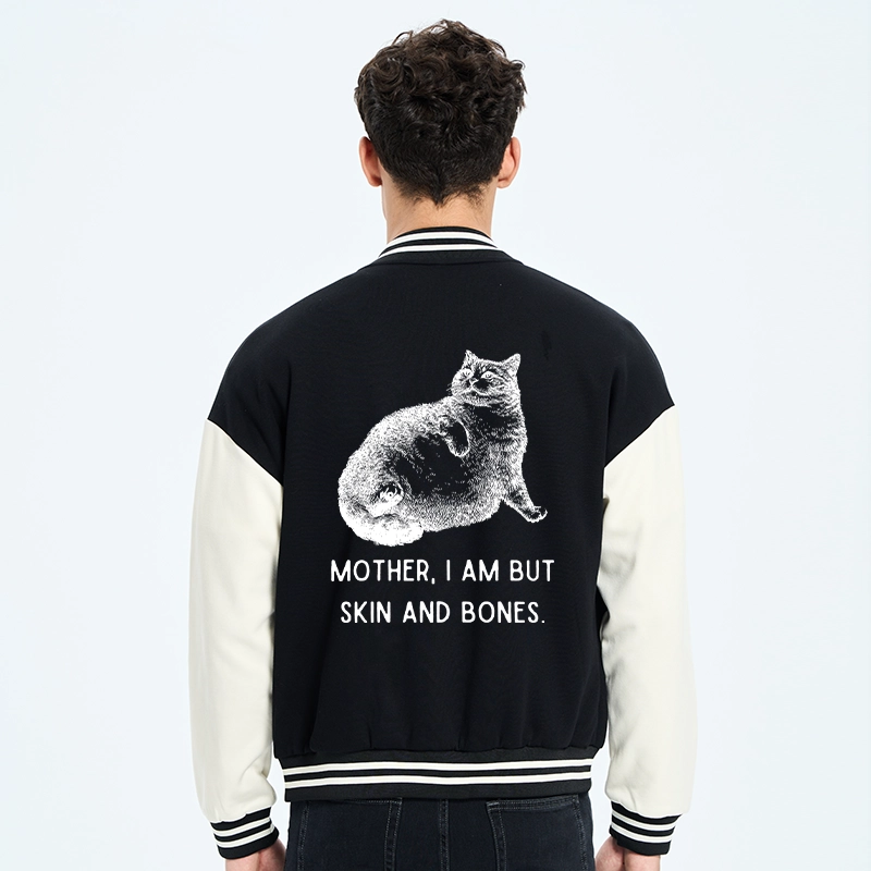 Tokyo-Tiger Skin & Bones Cat Embroidery Varsity Jacket