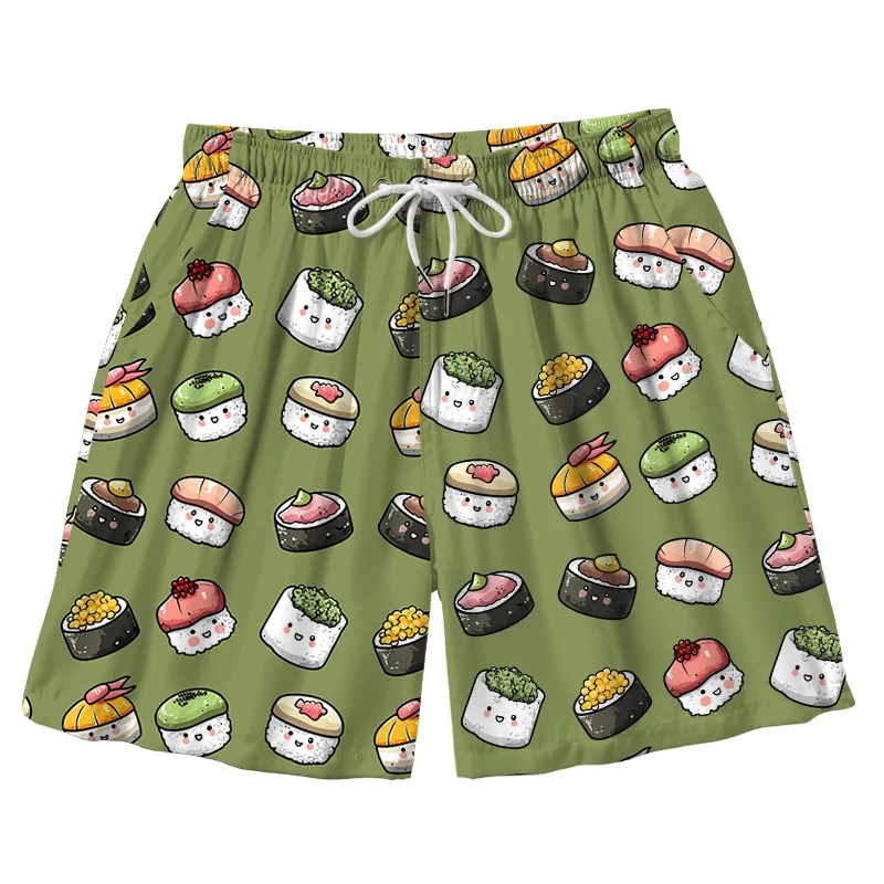 Tokyo-Tiger Cute Sushi Team Aloha Mens Swim Trunks