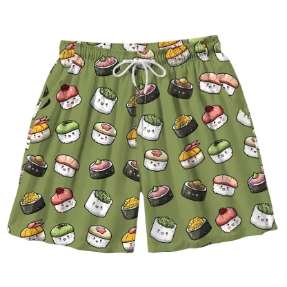 Tokyo-Tiger Cute Sushi Team Aloha Mens Swim Trunks