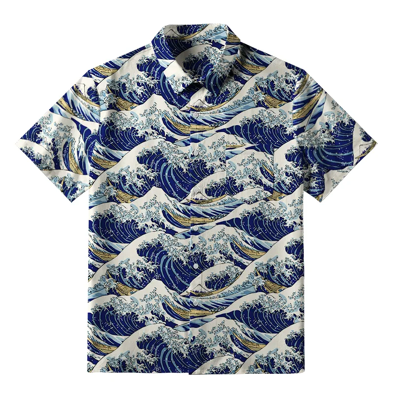 Tokyo-Tiger Japanese Great Wave Button-up Shirt Sale