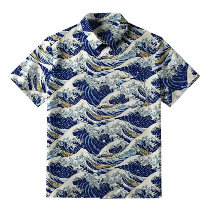 Tokyo-Tiger Japanese Great Wave Button-up Shirt