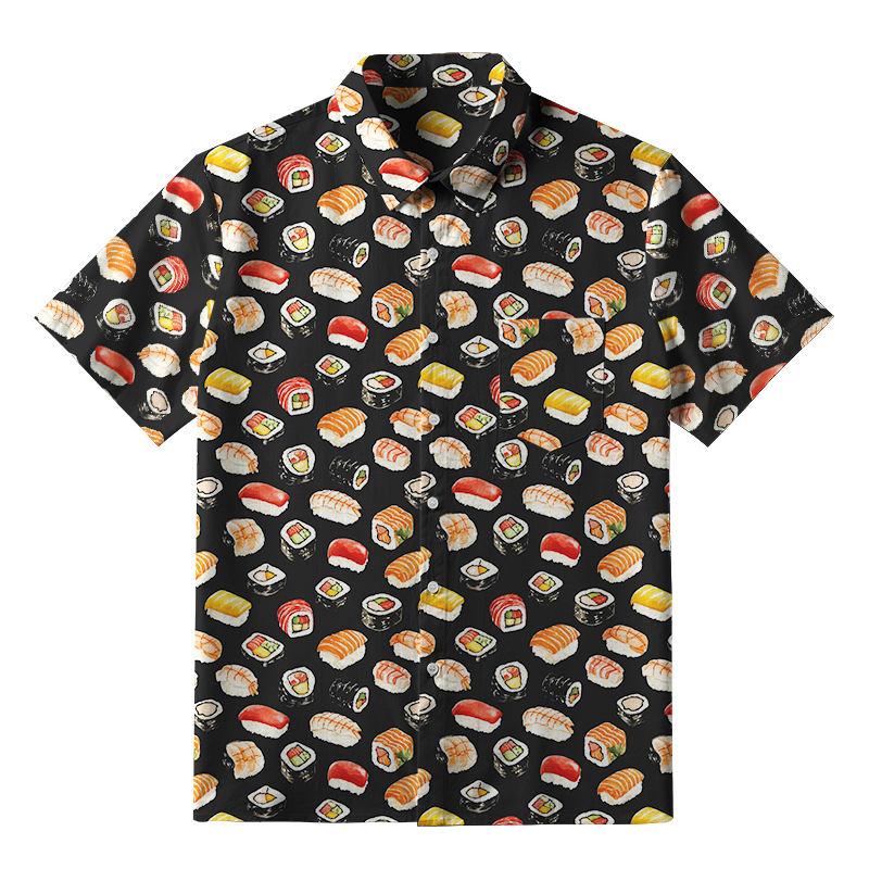 Tokyo-Tiger Japanese Delicious Sushi Button-up Shirt