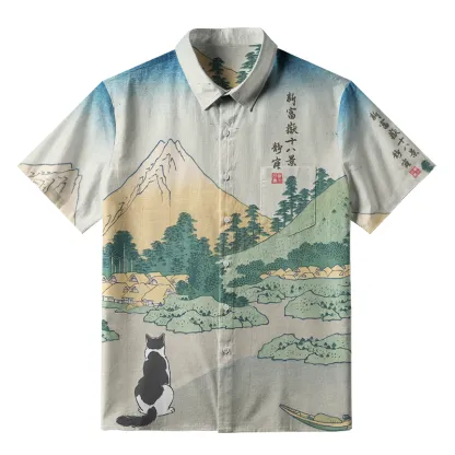 Tokyo-Tiger Idyllic Countryside Scenery Button-up Shirt