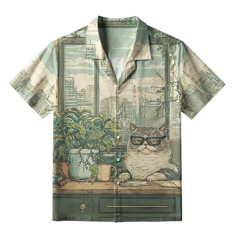 Tokyo-Tiger Funny Cat Meditating Aloha Hawaiian Shirt