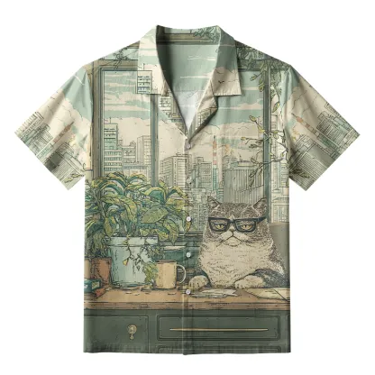 Tokyo-Tiger Funny Cat Meditating Aloha Hawaiian Shirt