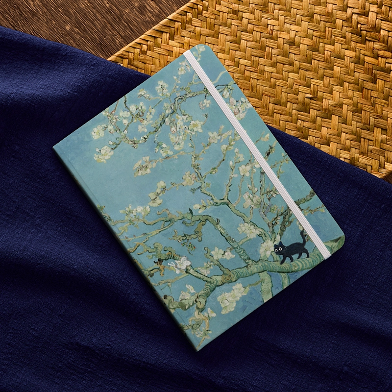 Tokyo-Tiger Black Cat On Sakura Branch Notebook