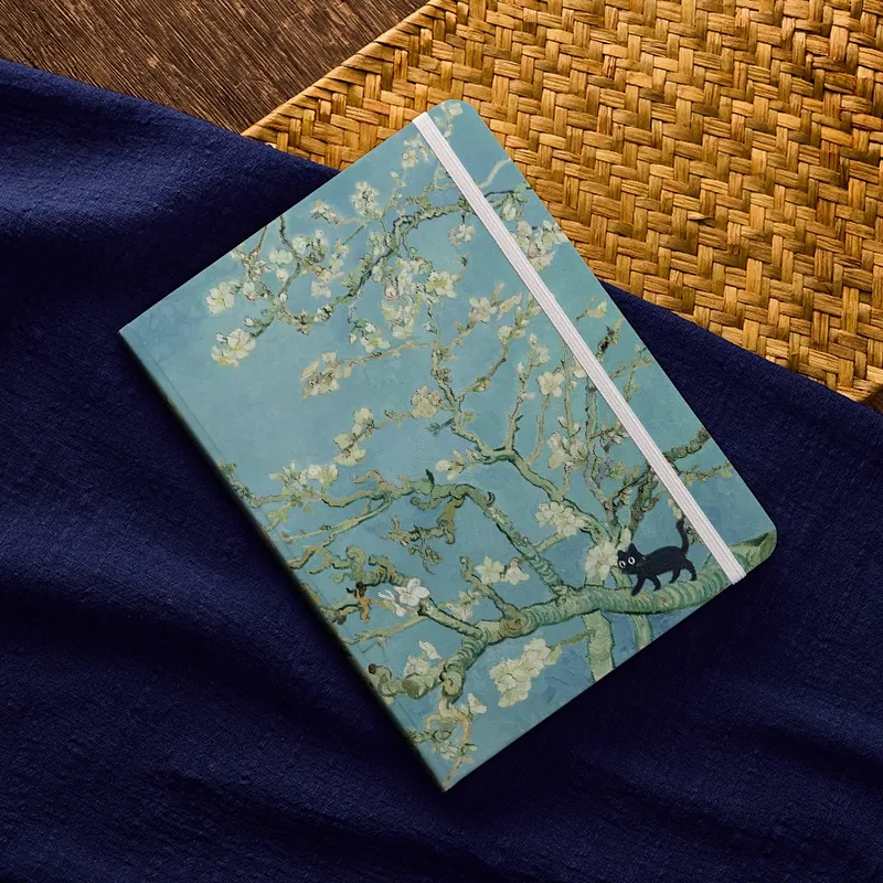 Tokyo-Tiger Black Cat On Sakura Branch Notebook