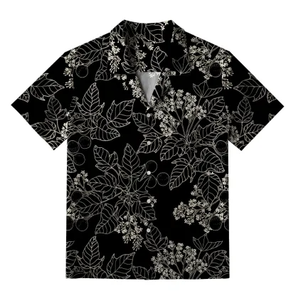 Tokyo-Tiger Refined Leaf And Berry Silhouette Aloha Hawaiian Shirt