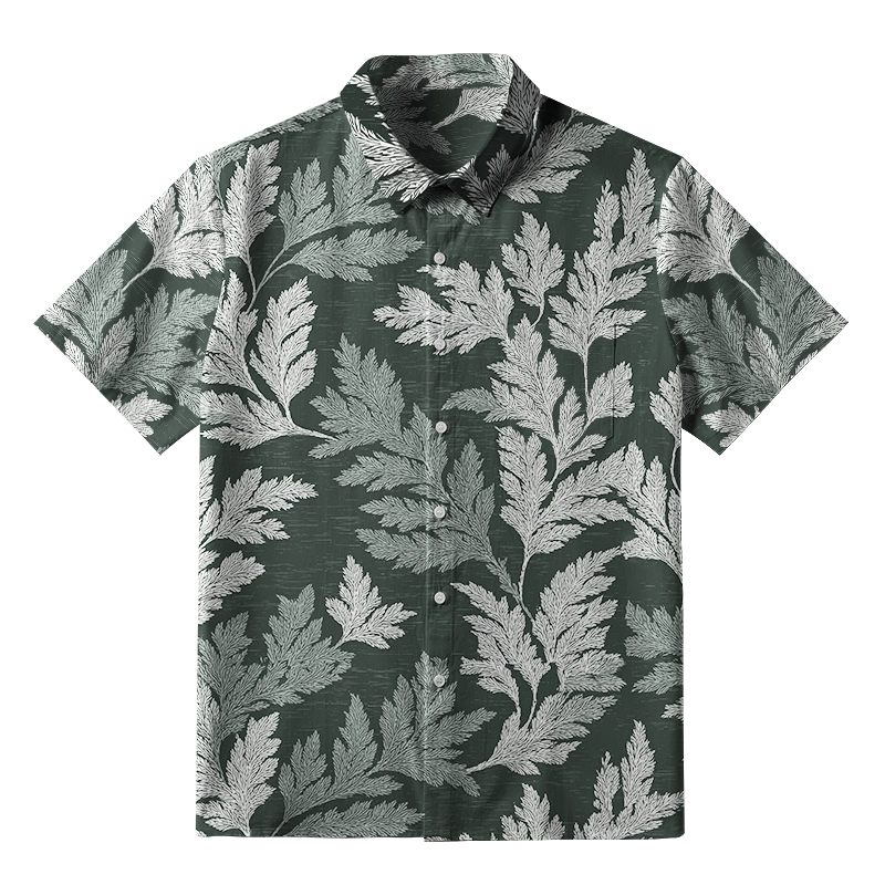 Tokyo-Tiger Vibrant Fern Silhouettes Button-up Shirt