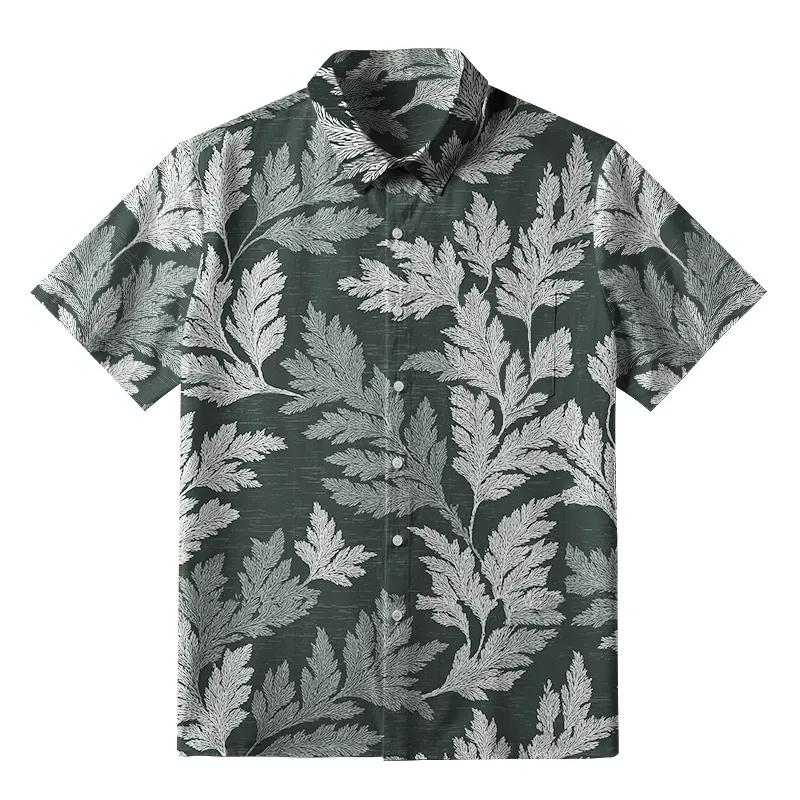 Tokyo-Tiger Vibrant Fern Silhouettes Button-up Shirt