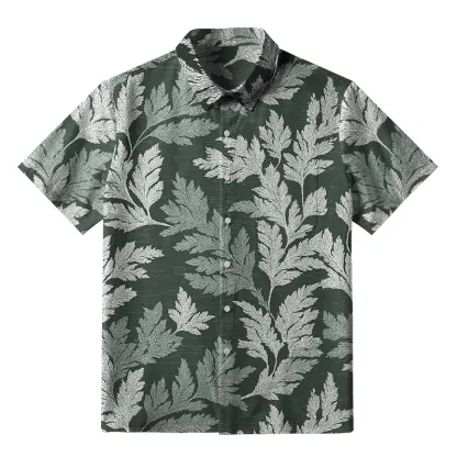 Tokyo-Tiger Vibrant Fern Silhouettes Button-up Shirt
