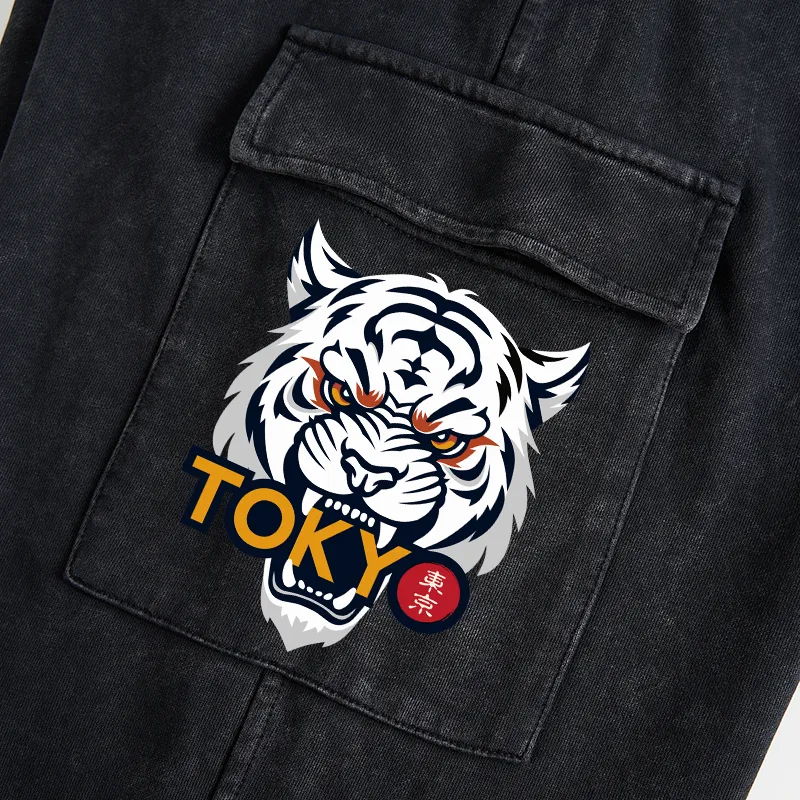 Tokyo-Tiger Logo Washed Utility Sweatpant