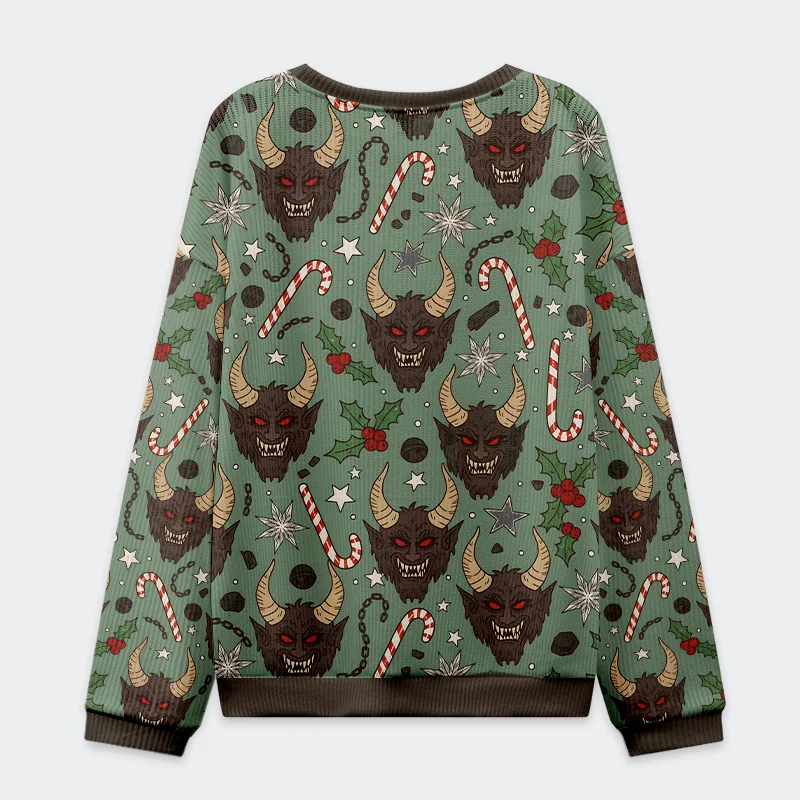 Tokyo-Tiger Krampus And Candy Cane Christmas Ugly Sweatshirt
