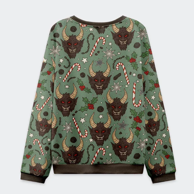 Tokyo-Tiger Krampus And Candy Cane Christmas Ugly Sweatshirt