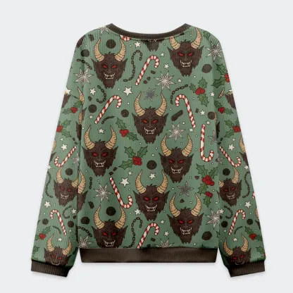 Tokyo-Tiger Krampus And Candy Cane Christmas Ugly Sweatshirt