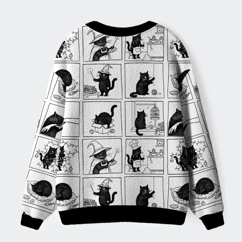 Tokyo-Tiger Black Cat Comics Ugly Cardigan Sweater