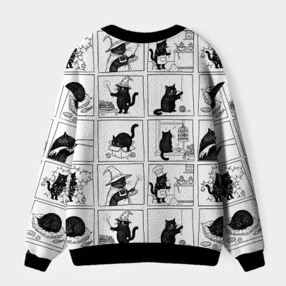 Tokyo-Tiger Black Cat Comics Ugly Cardigan Sweater