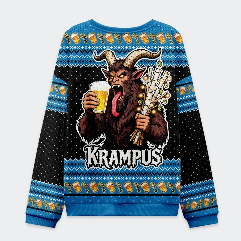 Tokyo-Tiger Krampus Drinking Beer Christmas Ugly Sweatshirt