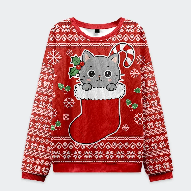 Tokyo-Tiger Cat In The Sock Christmas Ugly Sweatshirt