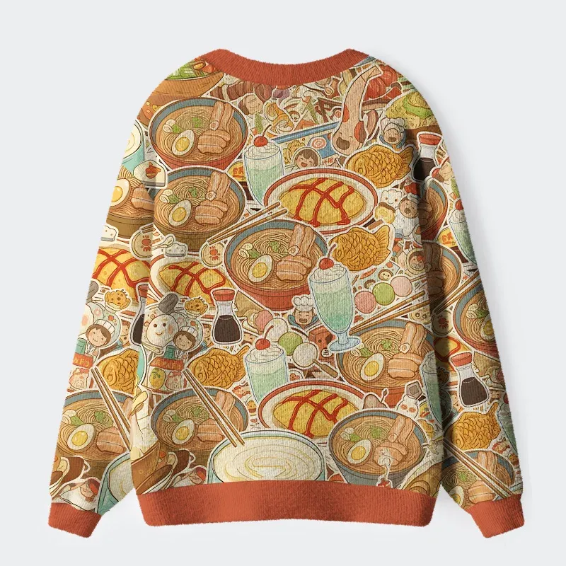 Tokyo-Tiger Delicious Japanese Food Ugly Cardigan Sweater