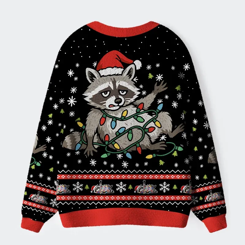 Tokyo-Tiger Unlucky Raccoon Ugly Cardigan Sweater