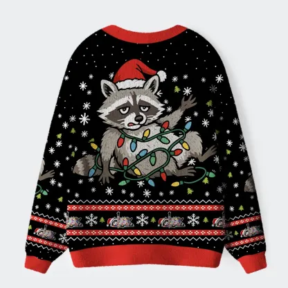 Tokyo-Tiger Unlucky Raccoon Ugly Cardigan Sweater