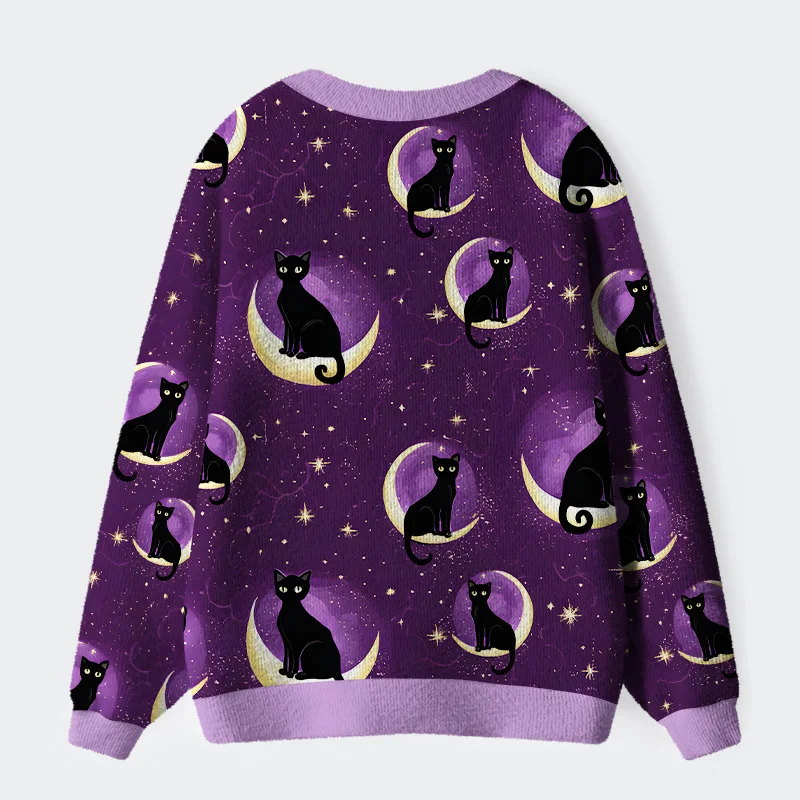 Tokyo-Tiger Moon And Cat Ugly Cardigan Sweater