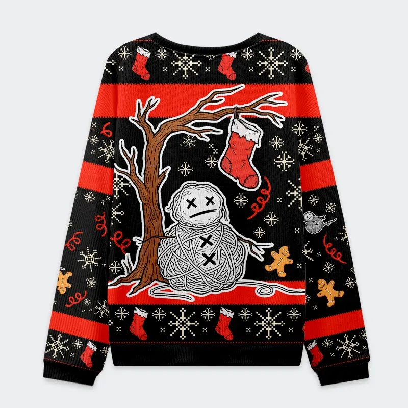 Tokyo-Tiger Yarn Snowman Christmas Ugly Sweatshirt