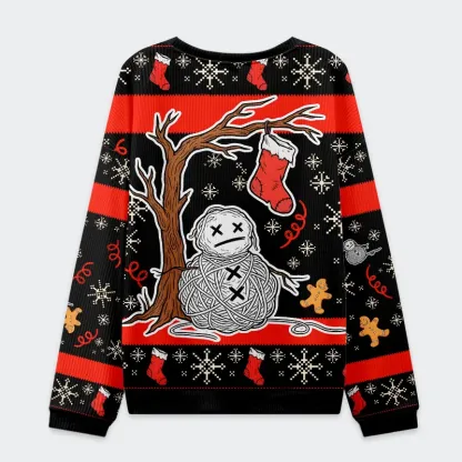 Tokyo-Tiger Yarn Snowman Christmas Ugly Sweatshirt