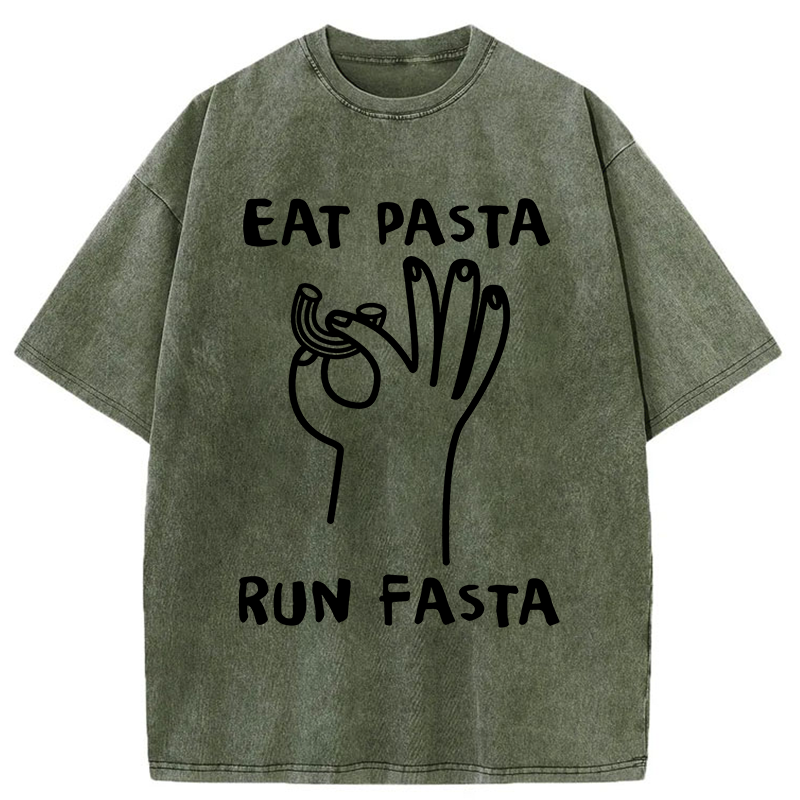Tokyo-Tiger Eat Delicious Pasta Washed T-Shirt