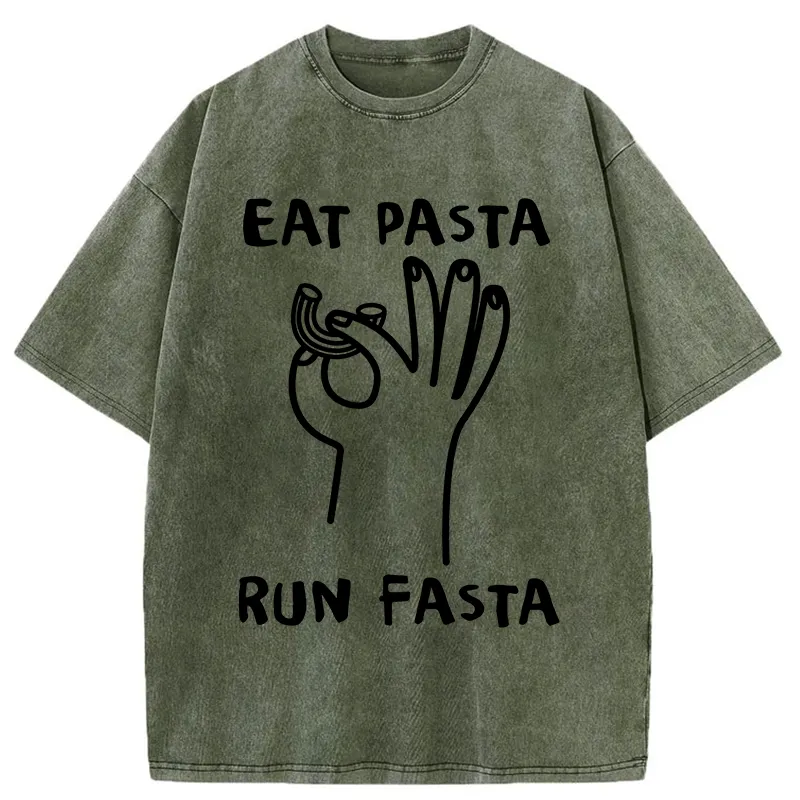 Tokyo-Tiger Eat Delicious Pasta Washed T-Shirt