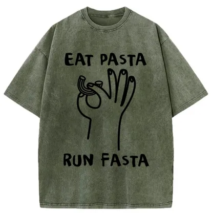 Tokyo-Tiger Eat Delicious Pasta Washed T-Shirt