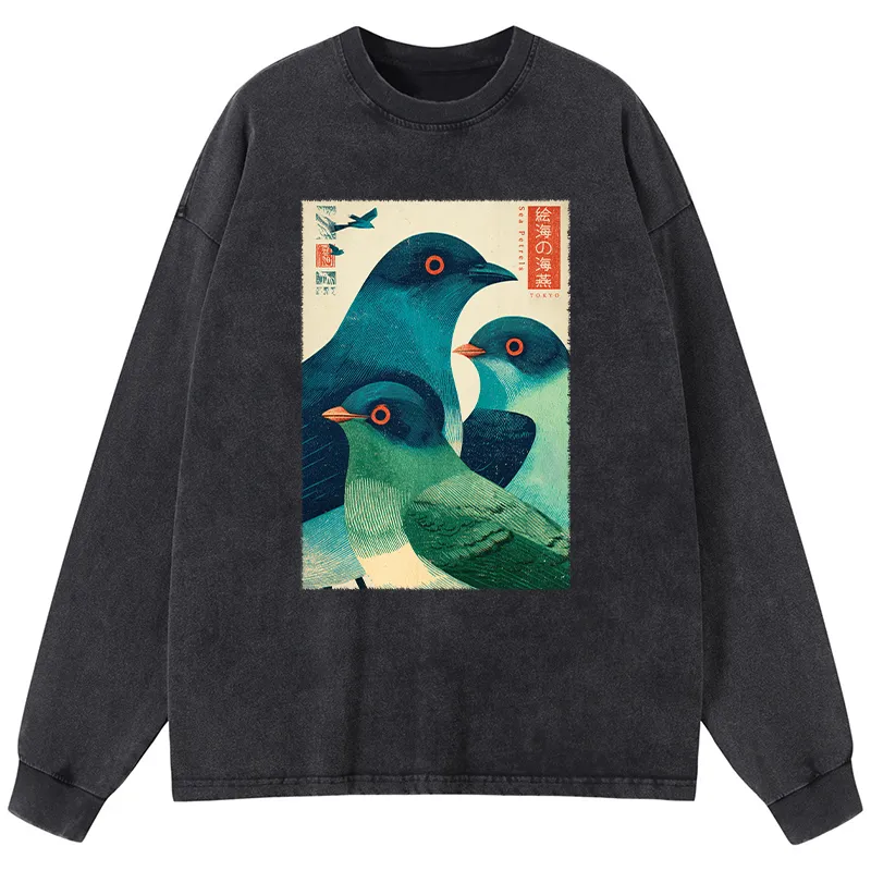 Tokyo-Tiger Petrels Of The Painted Sea Washed Long Sleeve T-Shirt