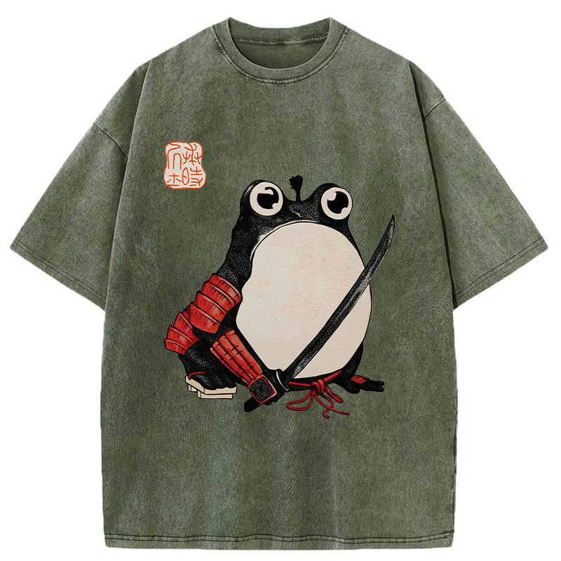Tokyo-Tiger Silly Samurai Frog Washed T-Shirt