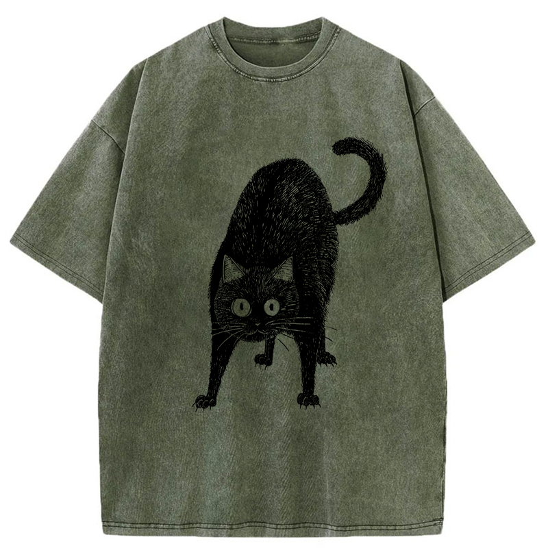 Tokyo-Tiger Alert Cat Washed T-Shirt
