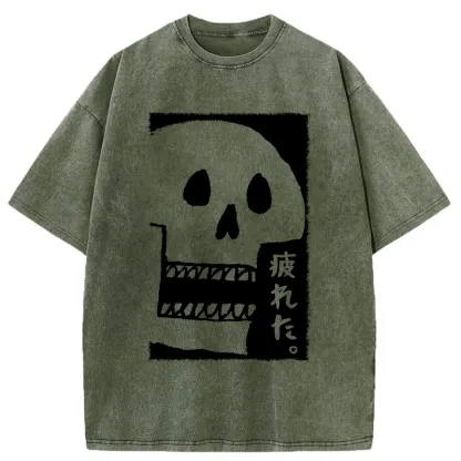 Tokyo-Tiger Tired skeleton Washed T-Shirt
