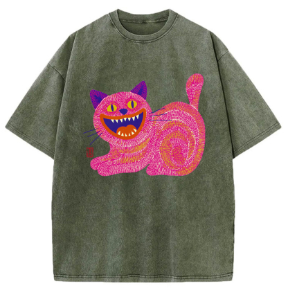 Tokyo-Tiger Chubby Fang Cat Washed T-Shirt
