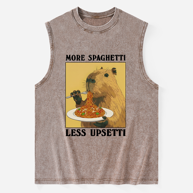 Tokyo-Tiger Capybara Eating Pasta Washed Tank