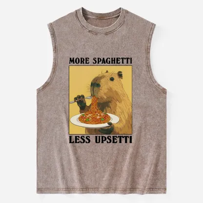 Tokyo-Tiger Capybara Eating Pasta Washed Tank