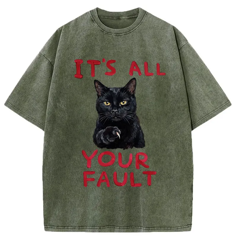 Tokyo-Tiger Cat's Accusation Washed T-Shirt