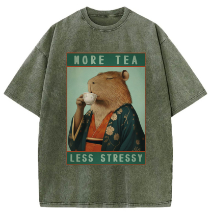 Tokyo-Tiger Less Tea More Stressy Washed T-Shirt