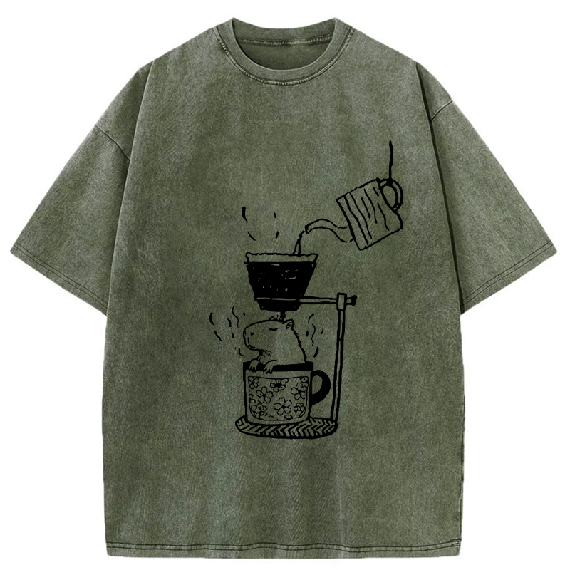 Tokyo-Tiger Japanese-style Bathing Funny Washed T-Shirt