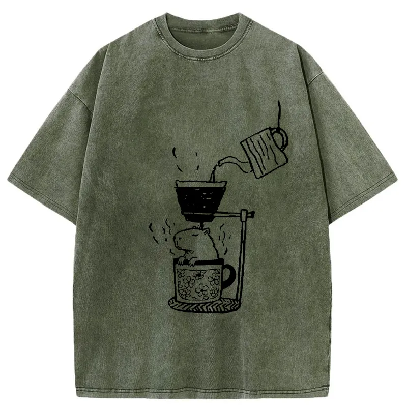 Tokyo-Tiger Japanese-style Bathing Funny Washed T-Shirt