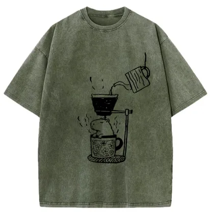 Tokyo-Tiger Japanese-style Bathing Funny Washed T-Shirt