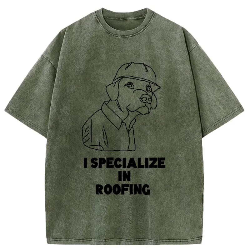 Tokyo-Tiger I Specialize In Roofing Washed T-Shirt