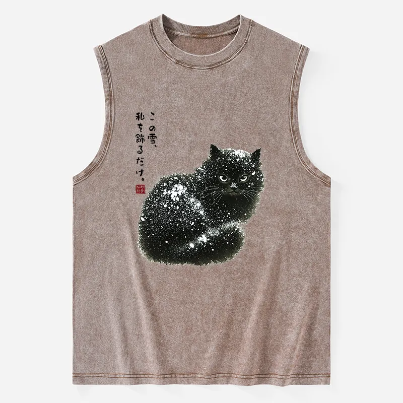 Tokyo-Tiger Black Cat Adorned by Snow Washed Tank