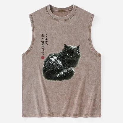 Tokyo-Tiger Black Cat Adorned by Snow Washed Tank